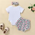 thumbnail image 5 of Otqutp Cartoon Clothing for Toddler Baby Girls Spring Summer Cotton Ribbed Short Sleeve Romper Bodysuit Shorts Headbands Outfits, 5 of 8