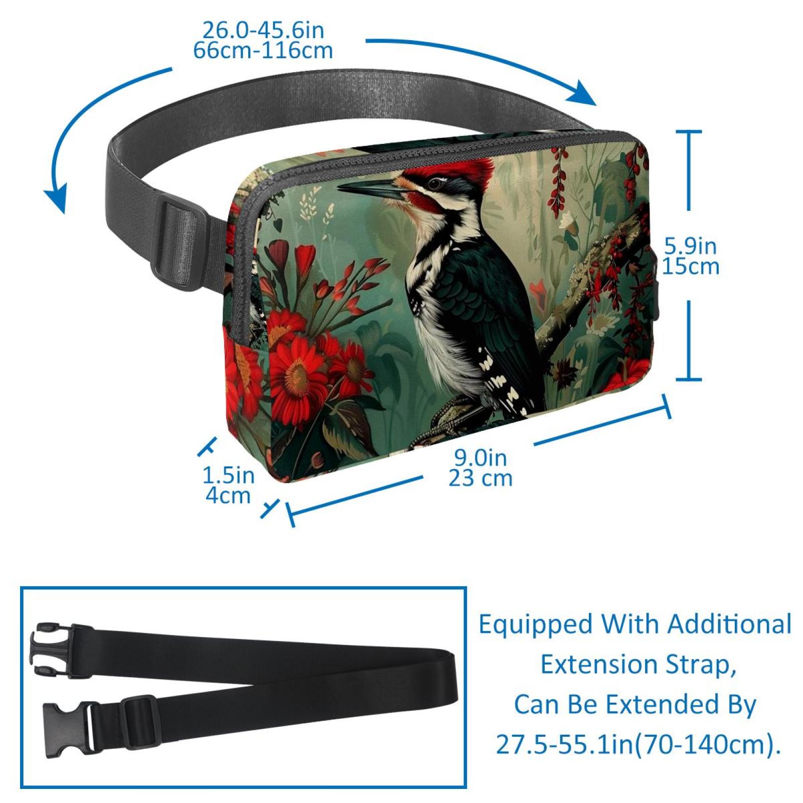 Birds Lightweight Adjustable Sling Bag Waist Pack with Extension Strap Unisex - Ideal for Travel and Outdoor Activities