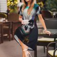thumbnail image 3 of Balery Modern Abstract Colorful Skull C Vestidos sueltos de manga corta para mujer, vestidos de verano 2025, vestidos casuales de corte A con vuelo., 3 of 6