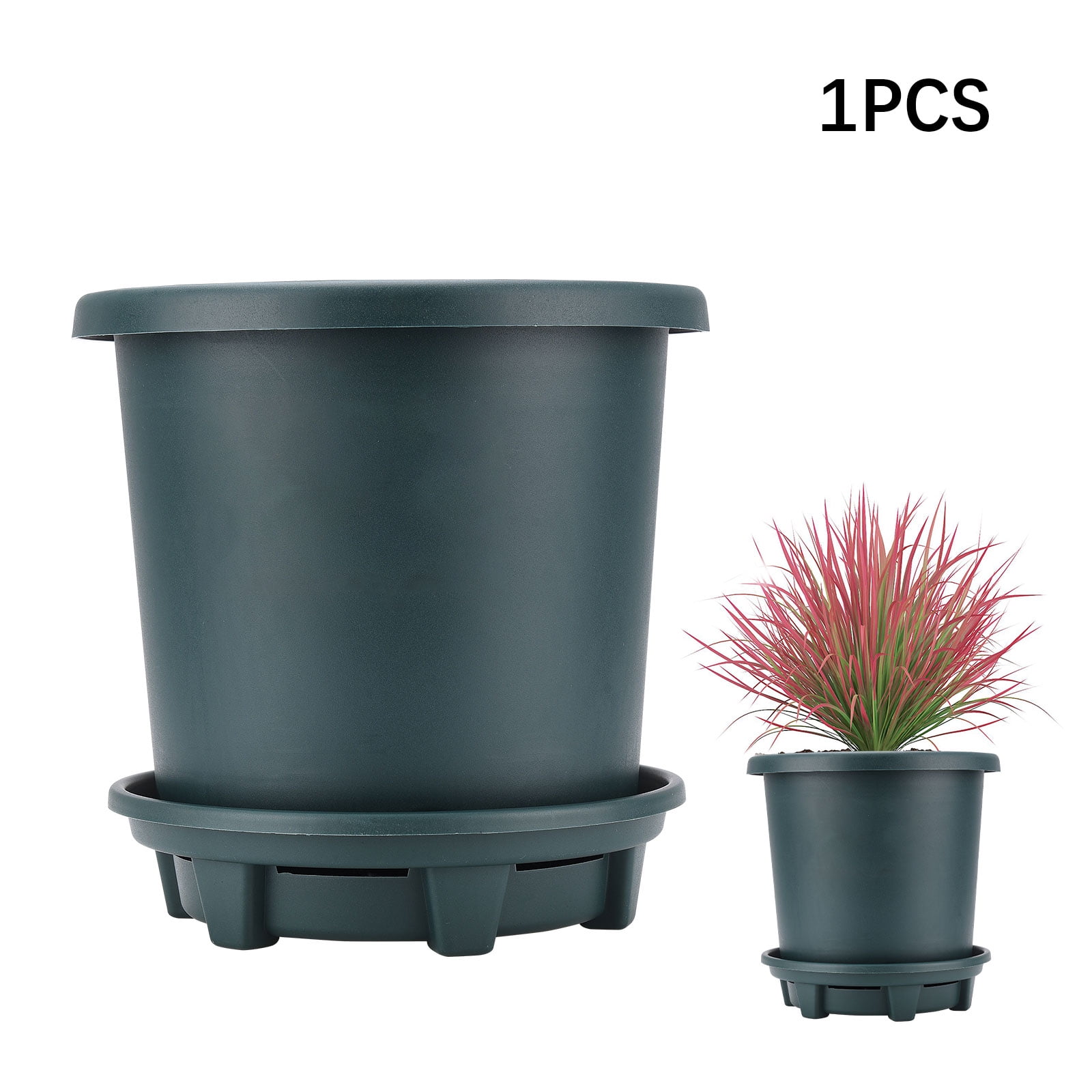 Indoor Plastic Plant Pots 1 Gallon Flower Pots with Drainage Trays for