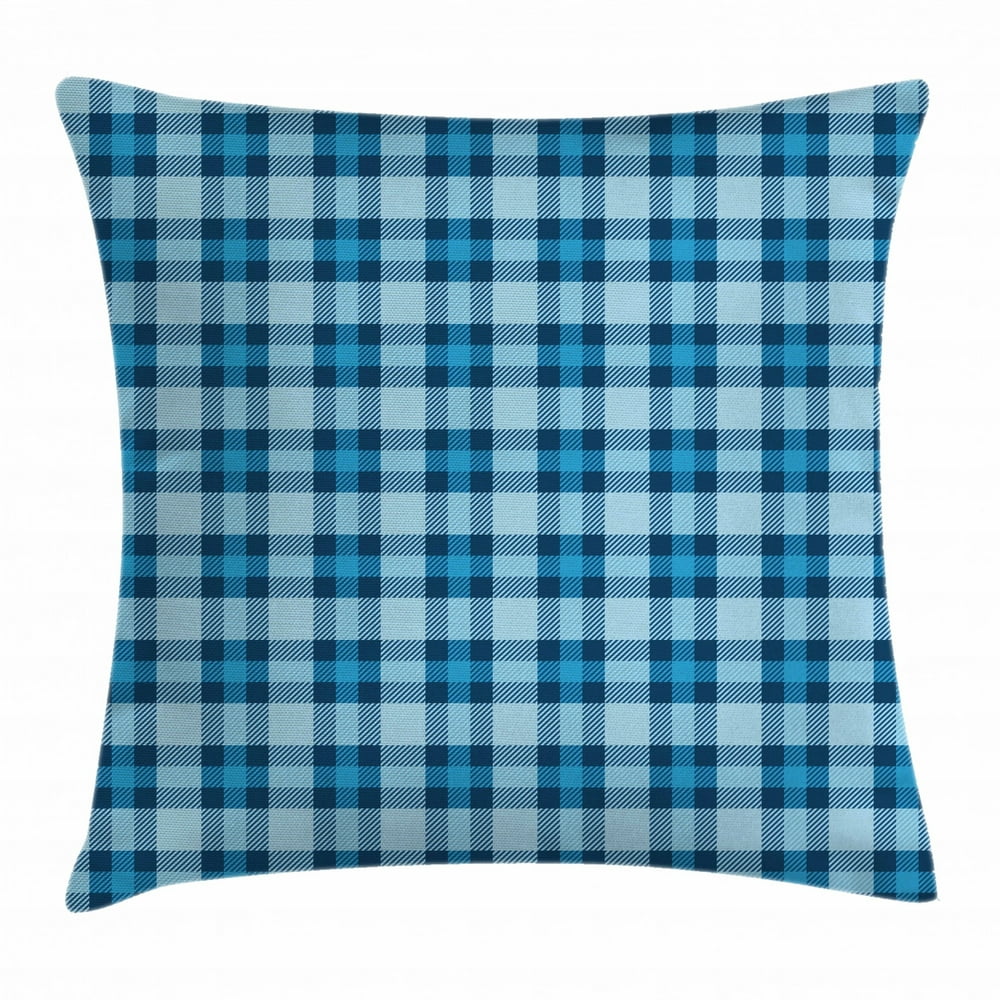 Checkered Throw Pillow Cushion Cover, Intersecting Stripes and Squares ...