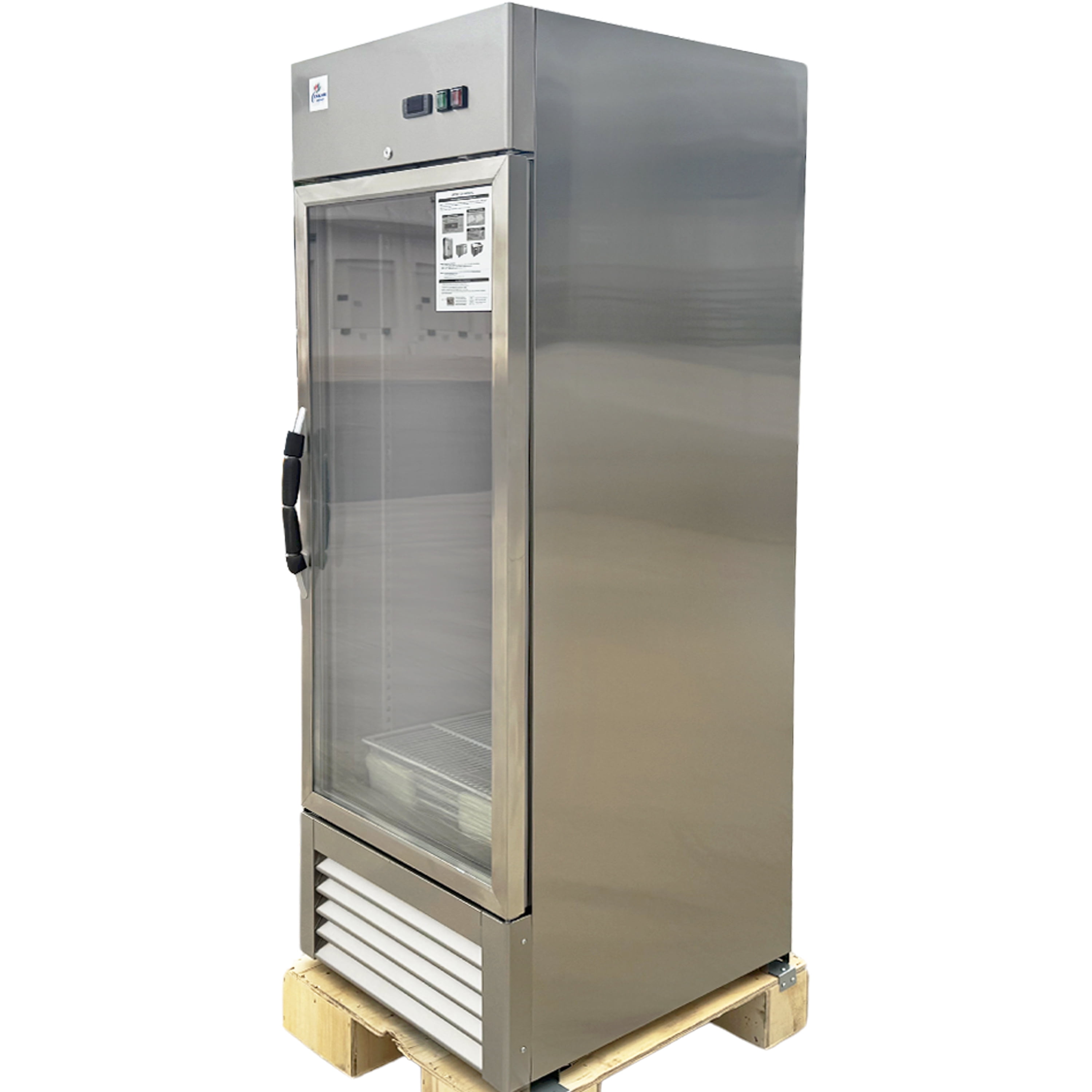 NSF 27''W Glass Door Refrigerator, 20 Cu.Ft. Stainless Steel Commercial Refrigerator