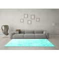 thumbnail image 3 of Ahgly Company Machine Washable Indoor Square Abstract Turquoise Blue Contemporary Area Rugs, 5' Square, 3 of 4