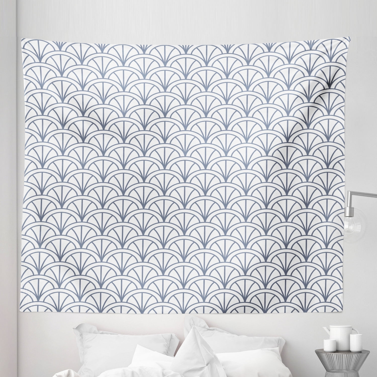 Geometric Tapestry, Seigaiha Pattern Overlapping Half Circles Wave ...