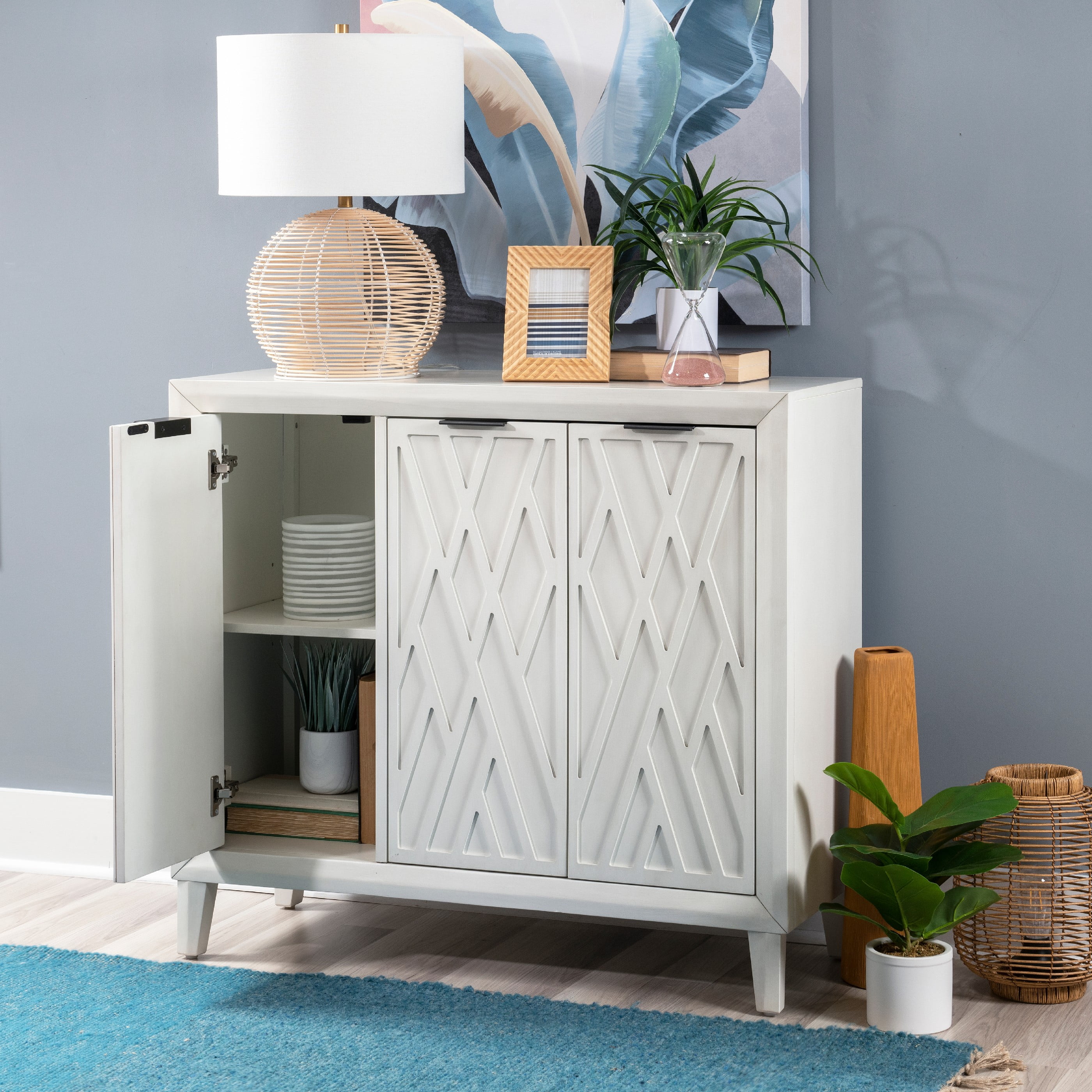 Powell Romona 3-Door Accent Cabinet, Antique White