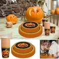 thumbnail image 5 of Darzheoy 10 Pcs Halloween Party Dinnerware Set Orange Black Pumpkin Themed Paper Dinner Plates Cups Halloween Disposable Tableware Party Supplies for Spooky Themed Party, 5 of 7