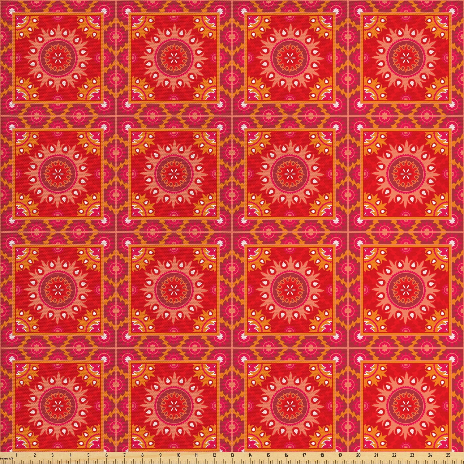 Mandala Fabric by the Yard Upholstery, Oriental Frames Squares with