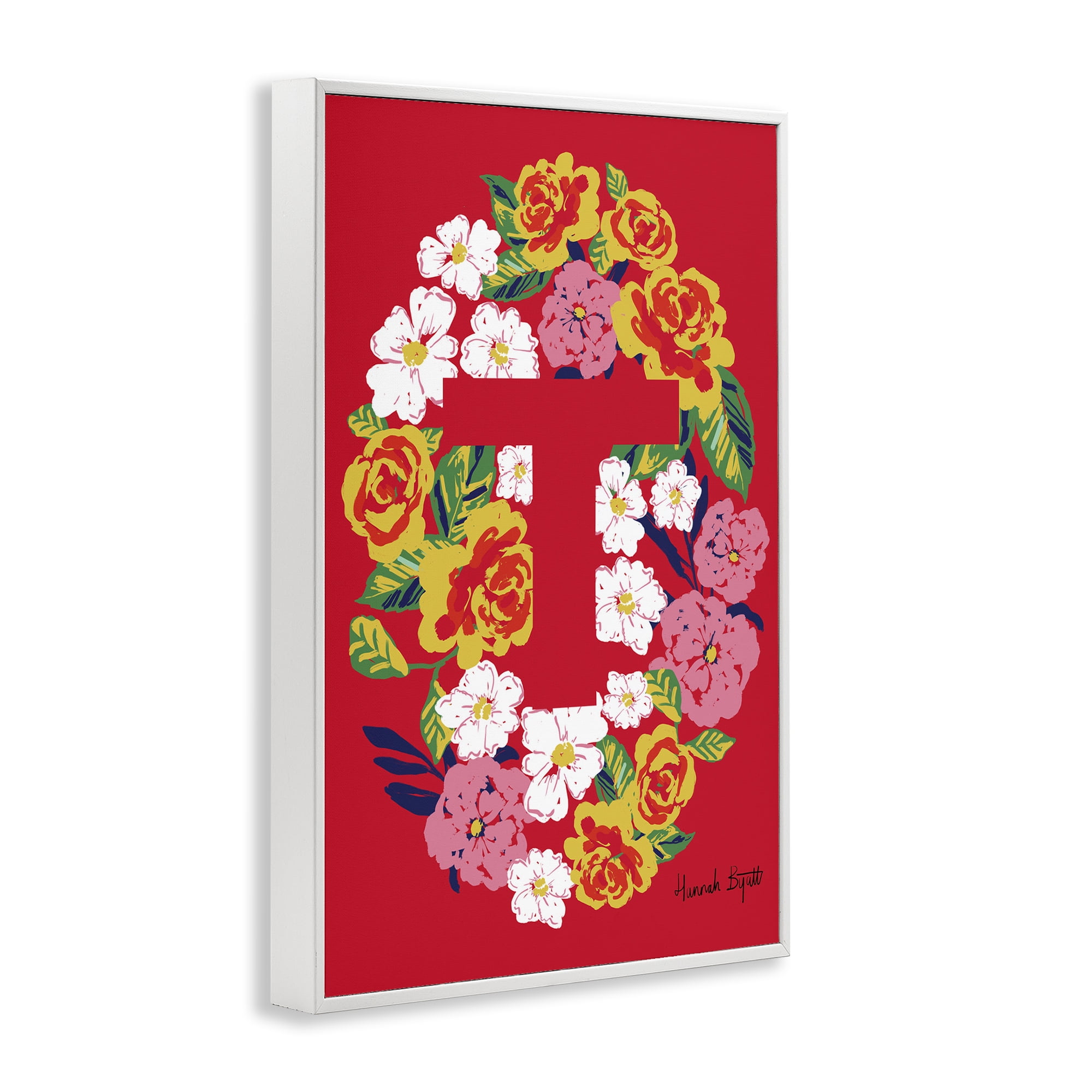 Stupell Industries Floral Bloom Letter T Botanical & Floral Painting White Framed Art Print Wall Art, 16 x 24