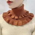 thumbnail image 6 of Naierhg Winter Scarf Autumn Winter Women Fake Collar Ruffles Turtleneck Double Layered Solid Color Coldproof Knitting False Collar Wrap Scarf for Daily Wear Navy Blue, 6 of 7