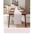 thumbnail image 4 of Table Runner 72 Inches Long for Kitchen Dining, Pink Striped Dresser Scarf Farmhouse, Dining Table Decorations for Wedding/Parties, Modern Farmhouse Pink White Stripes 16 x 72 In, 4 of 9