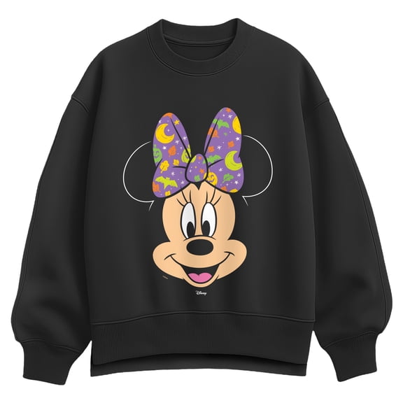 Disney - Halloween Bow Minnie Mouse - Women's Oversized Fleece Crew Sweatshirt