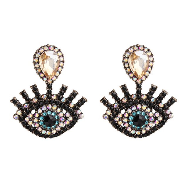 JUJIA, pendientes de gota de ojo malvado con forma de corazón de amor étnico a la moda para mujer, pendientes colgantes de cristal de declaración Vintage, regalo de joyería Tan Jianjun unisex