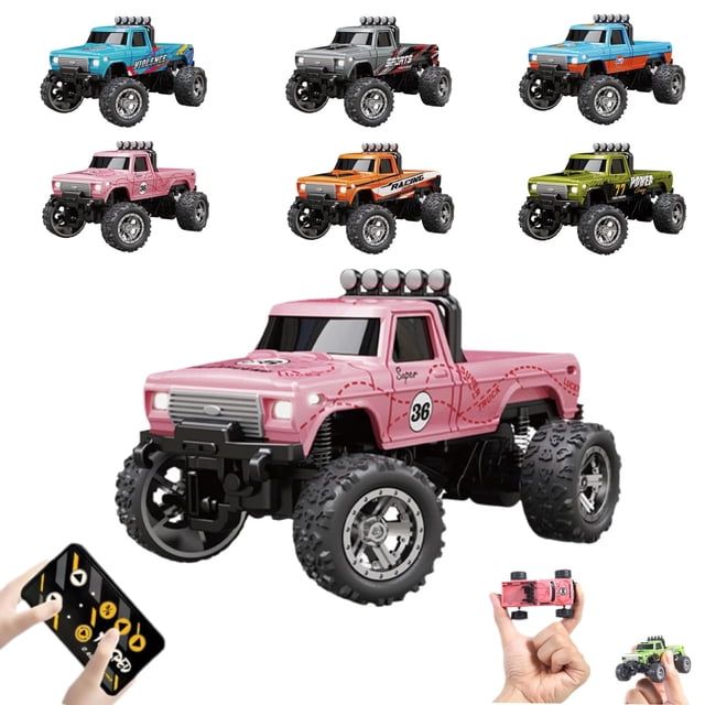 Control remoto RC Monster Truck Mini a escala 1:64 con luces de 2,4 GHz