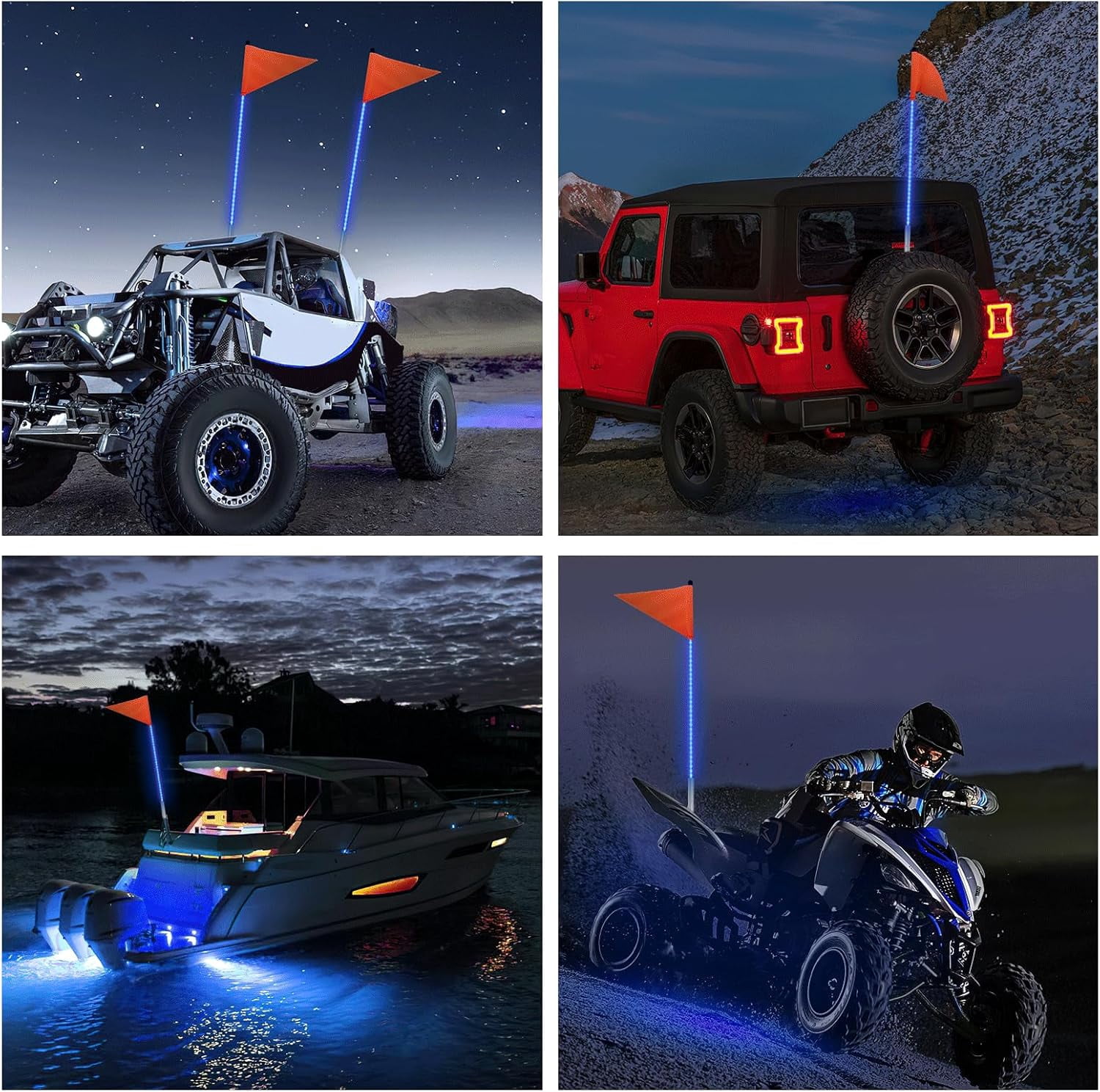 Nilight 1PCS 3FT LED Whip Light with Aluminum Base Blue Color Safety Warning Pole Lighted Antenna Whips for RZR Polaris Dune Buggy Off-Road Truck UTV ATV