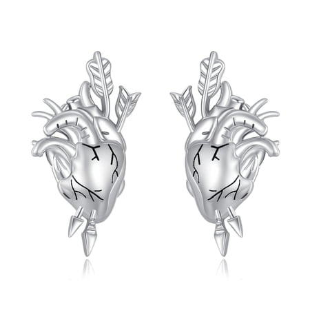 Anatomical Heart Earrings 925 Sterling Silver Realistic Heart Stud Earrings Goth Punk Anatomical Jewelry Birthday Gifts for Women Cardiologist