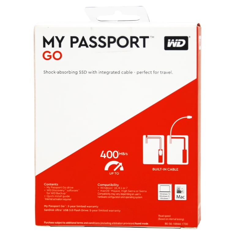 WD My Passport Go WDBMCG0010BBT-WEDP 1 TB Solid State Drive