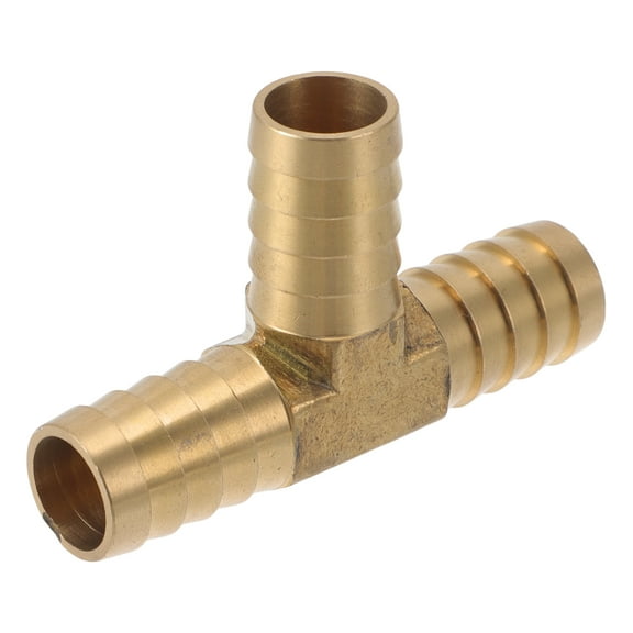 Brass Hose Barb Fittings 5/8" T Shaped 3 Way Connector for Air Water Oil Gas Fuel 1 Pcs Gold Tone