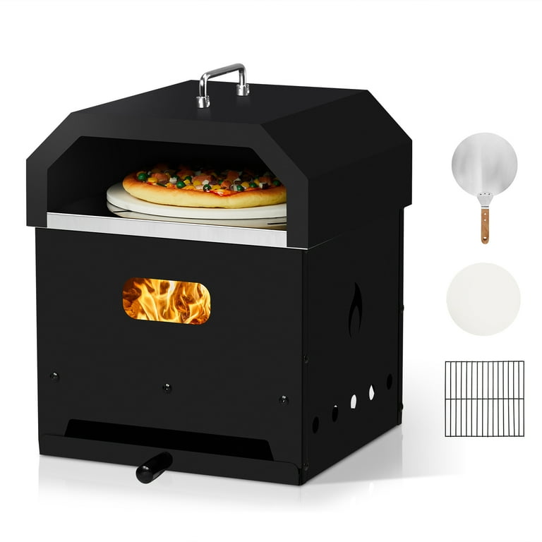 4-in-1 Outdoor Wood-Fired Pizza Oven with Grill Grate 12