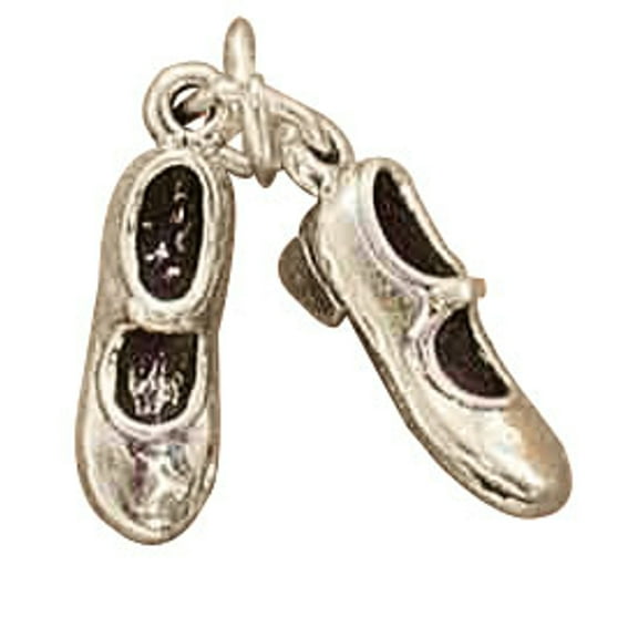 Sterling Silver 16" .8mm Box Chain 3D Tap Dance Shoes Pendant Necklace