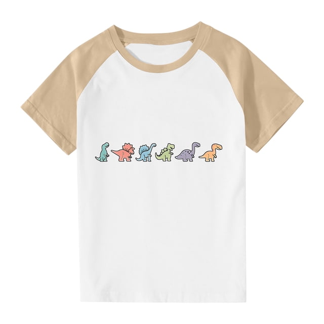 RXIRUCGD 2025 Vêtements d'Été pour Enfants Tout-Petits Garçons Filles Mode Mignon Col Rond Imprimé Manches Courtes Haut