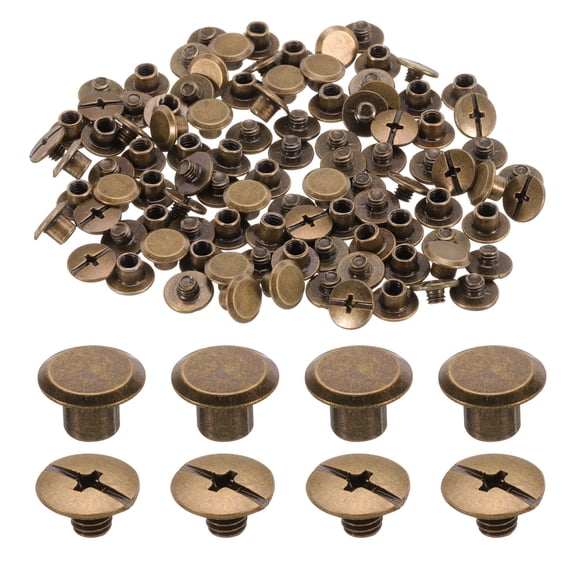 Uxcell 50 Set M5 x 4mm Chicago Screw, Metal Phillips Head Binding Screws Stud Screw Rivets for Leather, Bronze