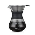 thumbnail image 3 of Home Pour Over Coffee Brewer -Hand-Drip Coffee Maker Pot with Heavy-Duty Glass Carafe and Lid, Paperless Stainless Steel Reusable Filter and Tea Infuser-400ml-black, 3 of 8