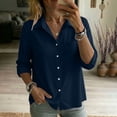 thumbnail image 2 of VBVC Women's Collared Button Down Shirt , Business Casual Work Blouse For Women , Ladies' Lightweight Long Sleeve Top with Pockets, Navy , S-2XL, 2 of 8