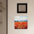 thumbnail image 3 of 12 Inch Wall Clock Battery Operated Square Clock Decorative for Office, Kitchen, Outdoor, Living Room，Oil Painting Red Flowers Colorful Design, 3 of 4