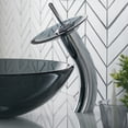 thumbnail image 4 of Kraus Tall Waterfall Bathroom Faucet for Vessel Sink with Frosted Black Glass Disk and Pop-Up Drain, Chrome Finish, 4 of 10
