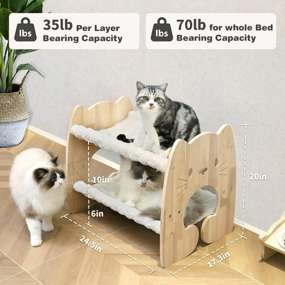 Heavy-Duty Large  Bunk Bed with Soft Breathable Hammock, Fits Cats, Small Dogs, Rabbits - Dog Bed