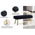 thumbnail image 4 of Black Velvet Upholstered Dining Bench with Tufted Design and Sturdy Metal Legs, Simple Ottoman Bench for Kitchen, 4 of 7