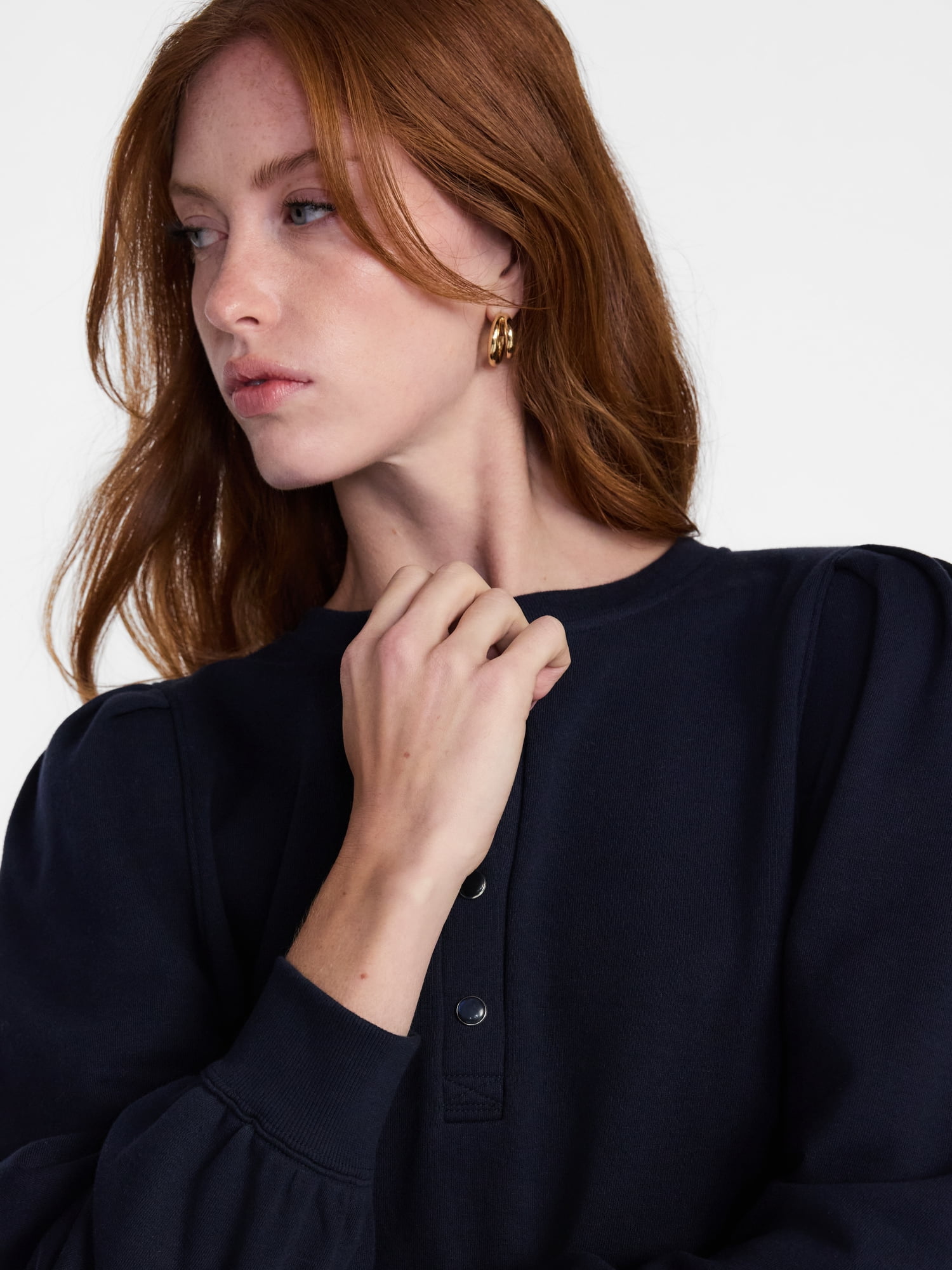 Scenario Women's Henley Sweatshirt with Long Sleeves, Sizes XS-XXXL