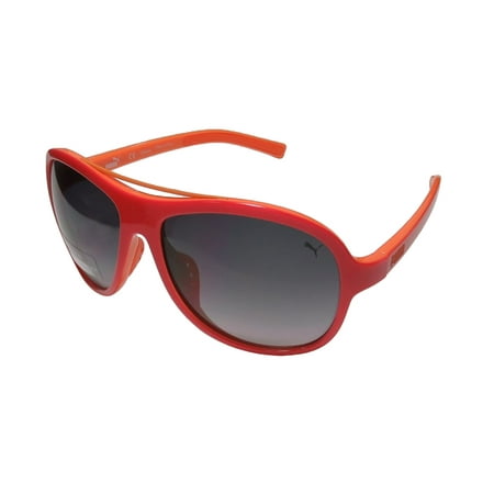 New Puma 15168 Mens/Womens Aviator Full-Rim 100% UVA & UVB Red / Orange Ultimate Comfort Colorful Sleek Aviator Sunnies Shades Frame Gradient Gray Lenses 55-14-130 Sunglasses/Shades