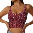 thumbnail image 2 of Lsque Red Glitter Printed Women'S Sports Bra, Compression, Moisture Wicking, High-Impact Sports Bra For Women,Supportive sports bra-X-Large, 2 of 9
