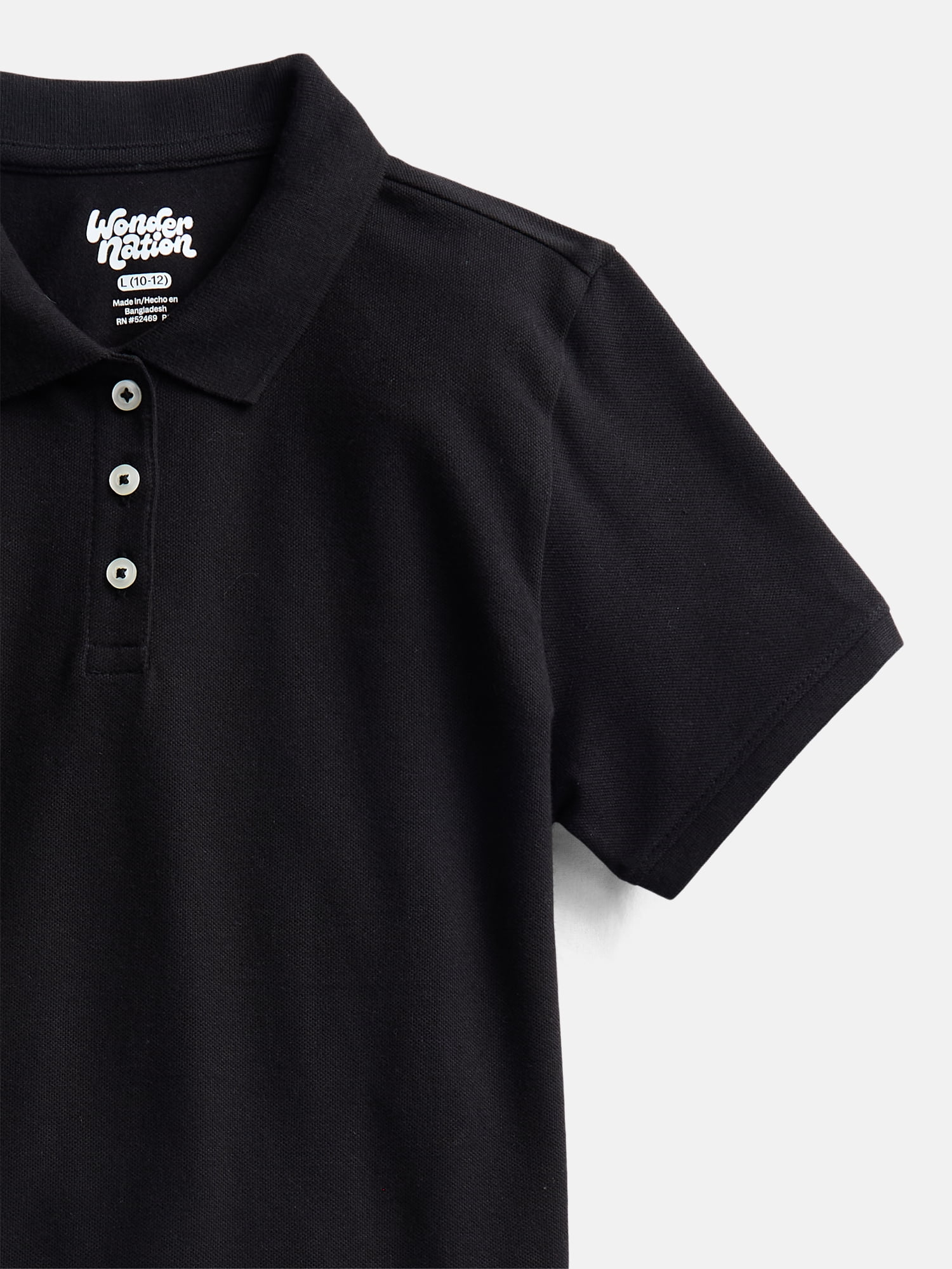Wonder Nation Girls School Uniform Pique Polo Shirt with Short Sleeves, Size 4-18