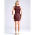 thumbnail image 6 of LiiYii Womens Floral Lace Midi Dresses with Jacket 2 Piece Set Sleeveless Summer Cocktail Wedding Burgundy S, 6 of 9