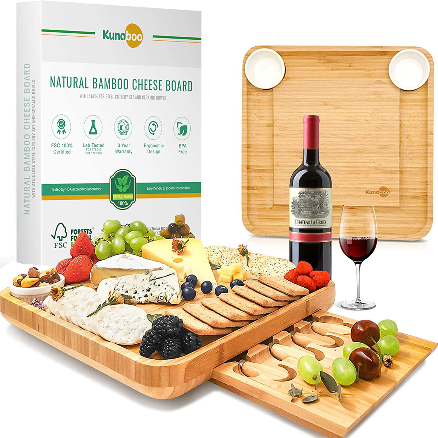 Belmint MAT-CB2 Bamboo Cheese Board with Cutlery Set for sale online 