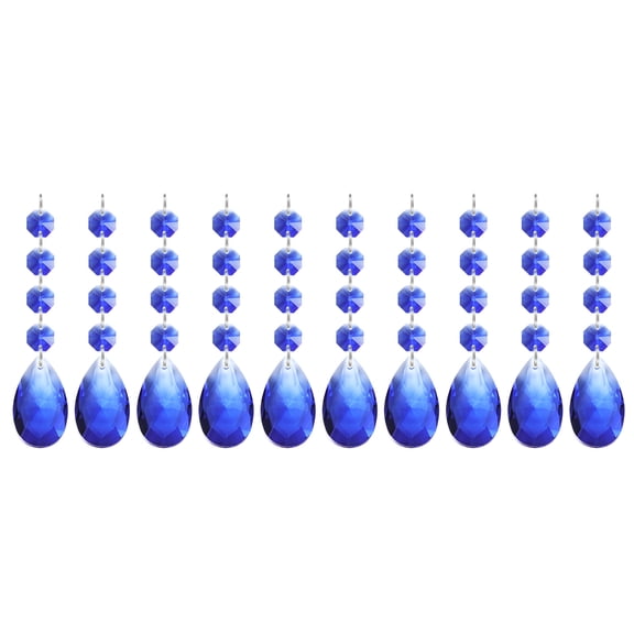 Uxcell Teardrop Crystal Chandelier Pendants Beads, 10 Pack 125mm Length 38mm Chandelier Prisms Parts Ornaments Hanging Beads for DIY Arts Crafts Decoration, Blue