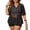 Black, variant on JoveMarine Women's Floral Ruffle Skirt Bikini Set Two-Piece Swimsuit with 3/4 Sleeve Cover Up & Solid Bottoms Plus Size for Resort Vacation and Beach Holiday Black L