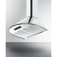 thumbnail image 3 of 24" wide European 600 CFM range hood in stainless steel with a curved canopy and chimney design, 3 of 4