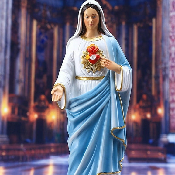 Heart Maria Ornaments Elegant Decoration 21.3x7cm Blue