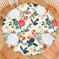 thumbnail image 2 of Pioneer Flower Floral Print Pattern Round Fitted Tablecloth with Elastic Edge,Dining Table Cover Waterproof,Outdoor Round Tablecloth for Camping,Dining,Indoor and Outdoor, 2 of 7