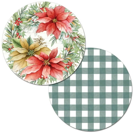 

Wipe-Clean Round Reversible Shaped Placemats Glad Tidings Set of 2 Made in The USA