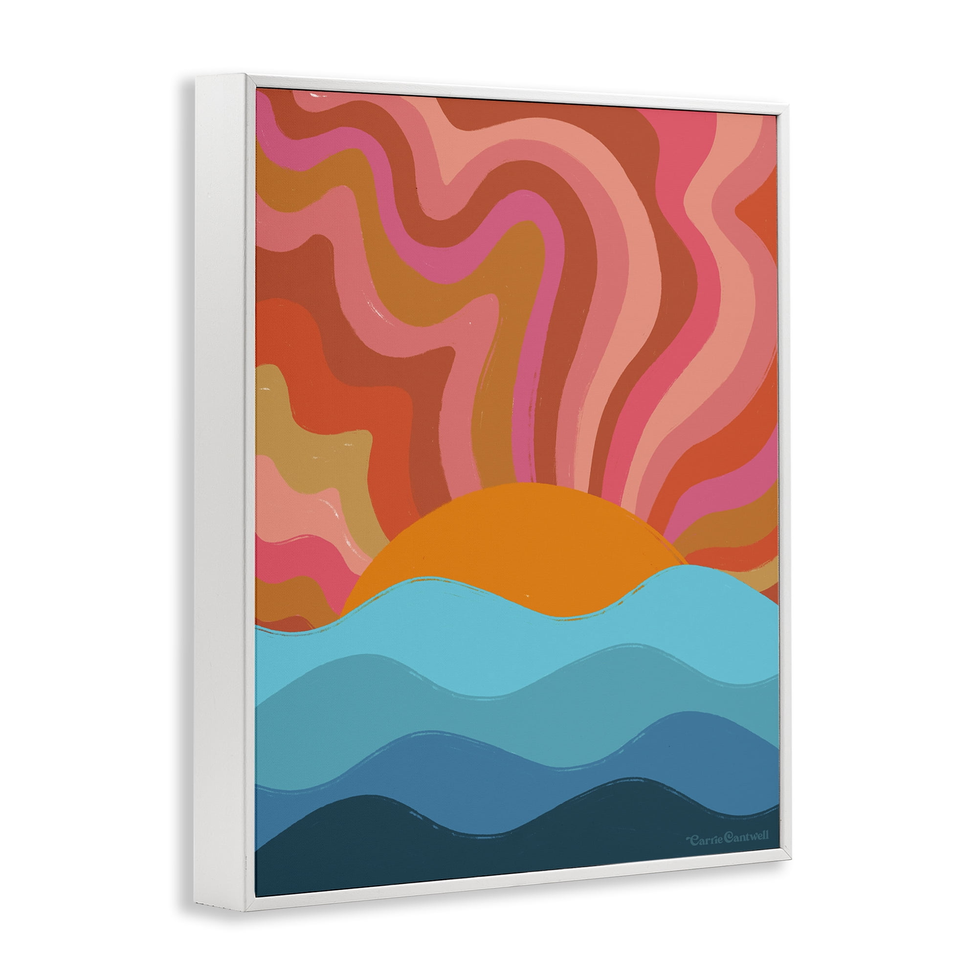 Stupell Industries Liquid Sunshine Funky Landscape Landscape Painting White Framed Art Print Wall Art, 24 x 30