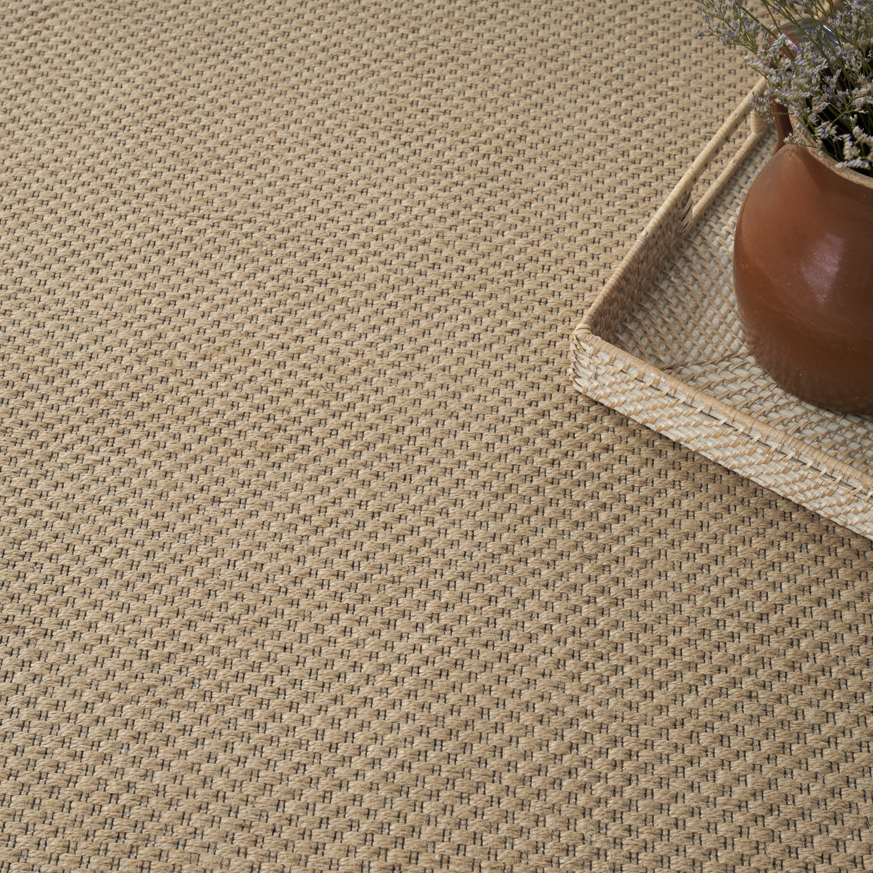 Nourison Washable Jute Solid Natural 3'11" x 5'11" Area Rug (4x6)