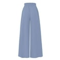 thumbnail image 3 of Women's Wide Leg Skirt Pants, High Waist Elastic Band, Casual Long Palazzo Trousers, Comfortable Fashion Bottoms for Women, Perfect for Office,Blue,L, 3 of 6