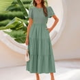 thumbnail image 5 of Efsteb Summer Dresses for Women Crew Neck Long Dress Short Sleeve Sundresses Classic Solid Color Casual Loose Comfy Fashion Spring Dresses (Mint Green,S), 5 of 9