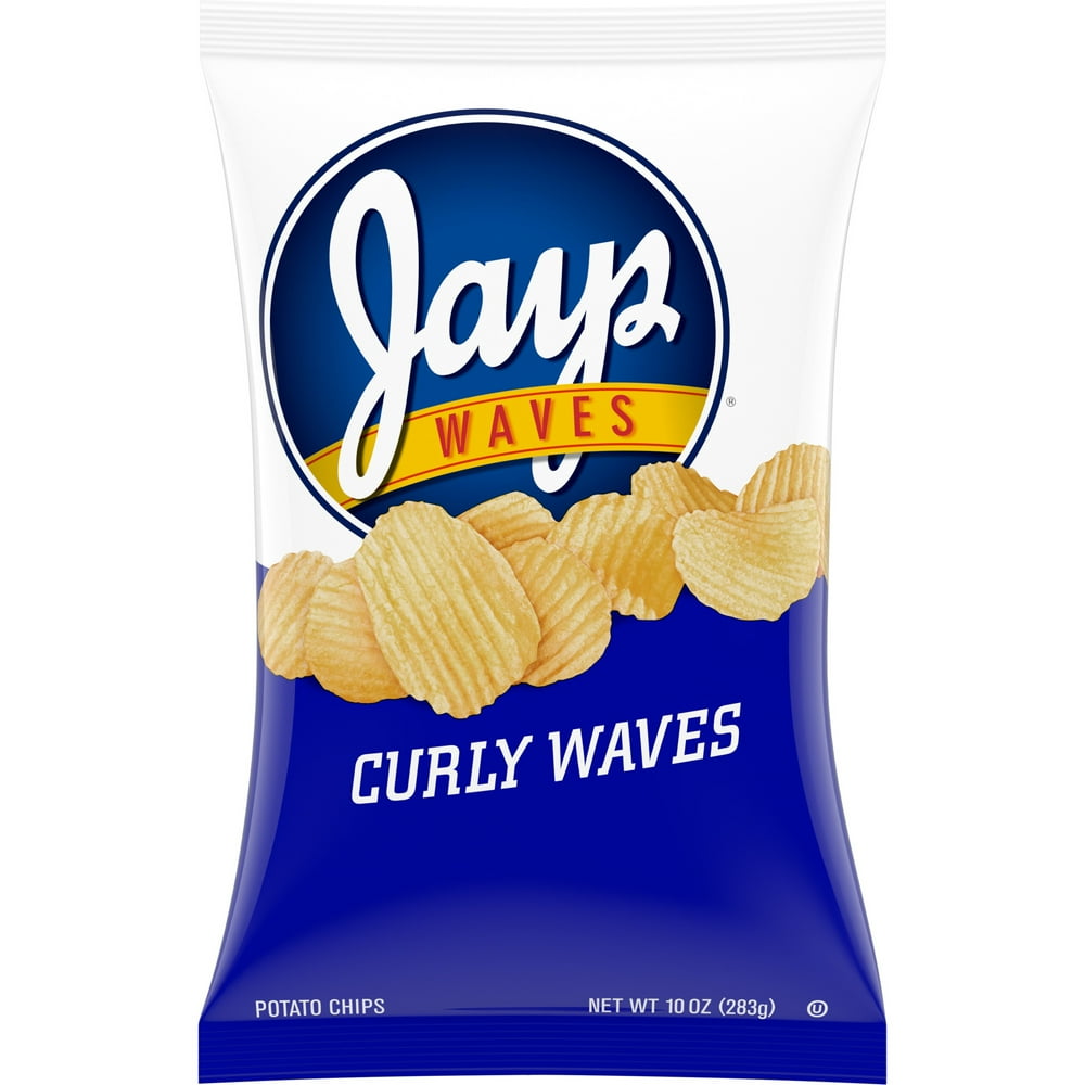 Jays Potato Chips, Curly Waves, 10 Oz Bag