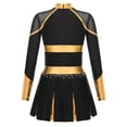 thumbnail image 2 of YONGHS Cheer Leader Costume for Girls Cheerleading Uniform Complete Outfit Halloween Dress Up Black&Gold 12, 2 of 5