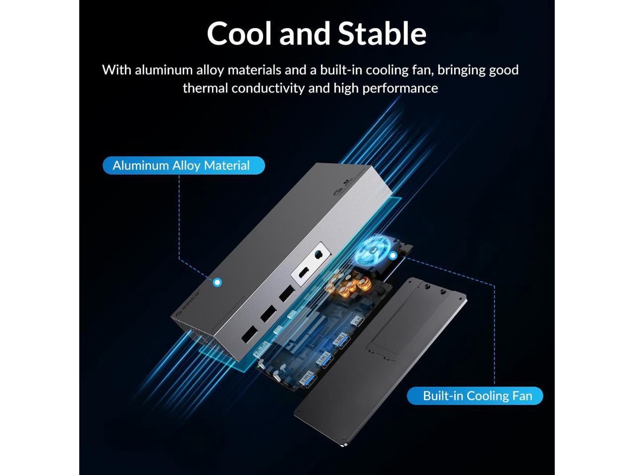 ORICO Laptop Dock Station with Dual Bay M.2 NVMe NGFF Enclosure 40Gbps USB C Docking Station Dual Monitor USB C HUB with 60W Power Delivery, Display 8K@60Hz, Dual 4K, Gigabit Ethernet